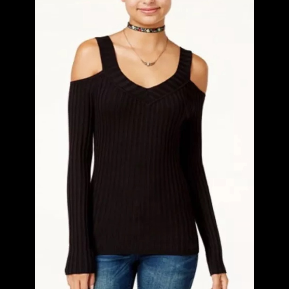 Hooked Up Cold Shoulder Sweater Top Ruby Wine Bur… - image 6